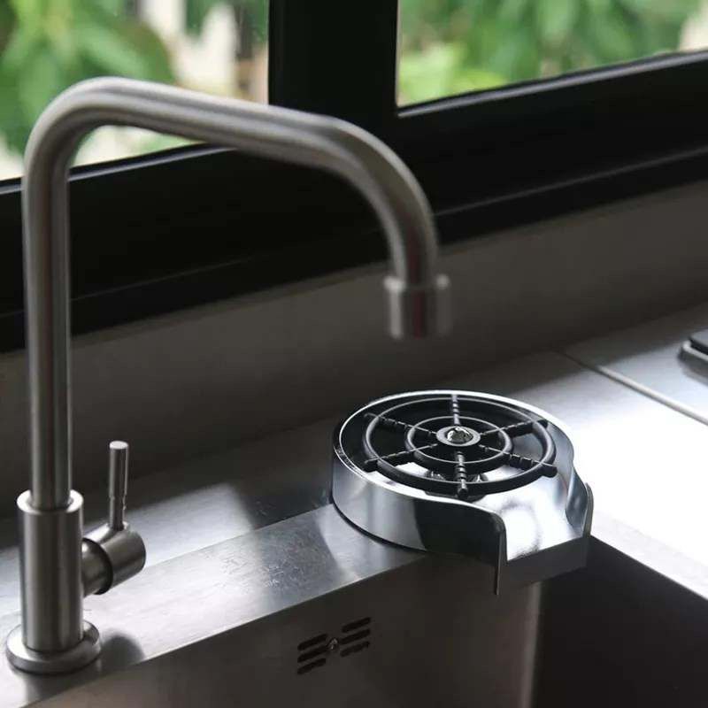 SKADE Kitchen Aink Faucet Bottle Washer,Faucet Glass Washer Cleaner Accessories,Quick Rinser for Baby Bottle,Bar Glass Rinser,Kitchen Sink Automatic Flushing Device, Kitchen Sink Accessories