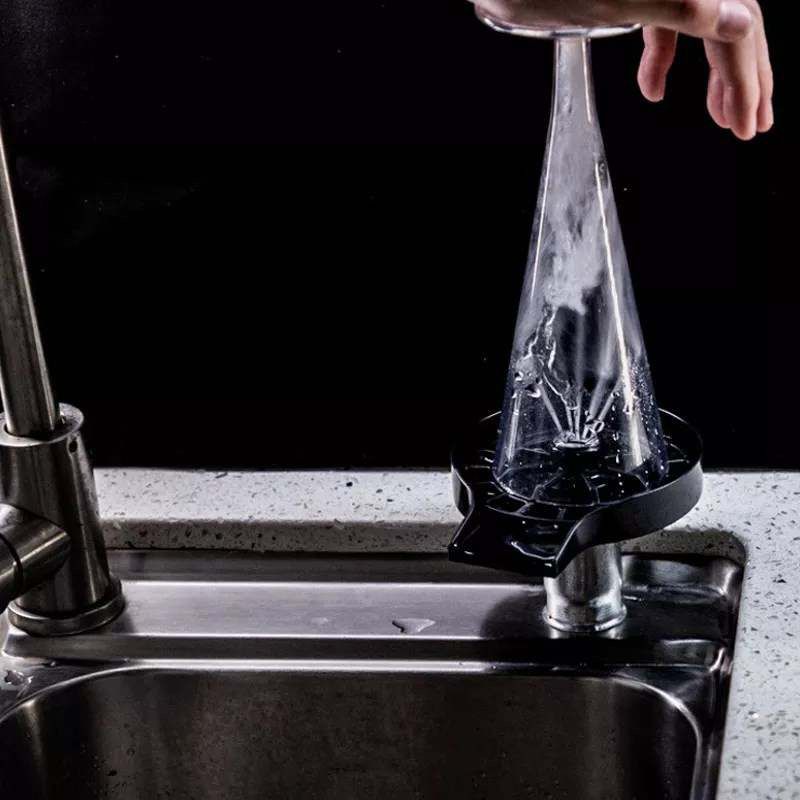 SKADE Kitchen Aink Faucet Bottle Washer,Faucet Glass Washer Cleaner Accessories,Quick Rinser for Baby Bottle,Bar Glass Rinser,Kitchen Sink Automatic Flushing Device, Kitchen Sink Accessories
